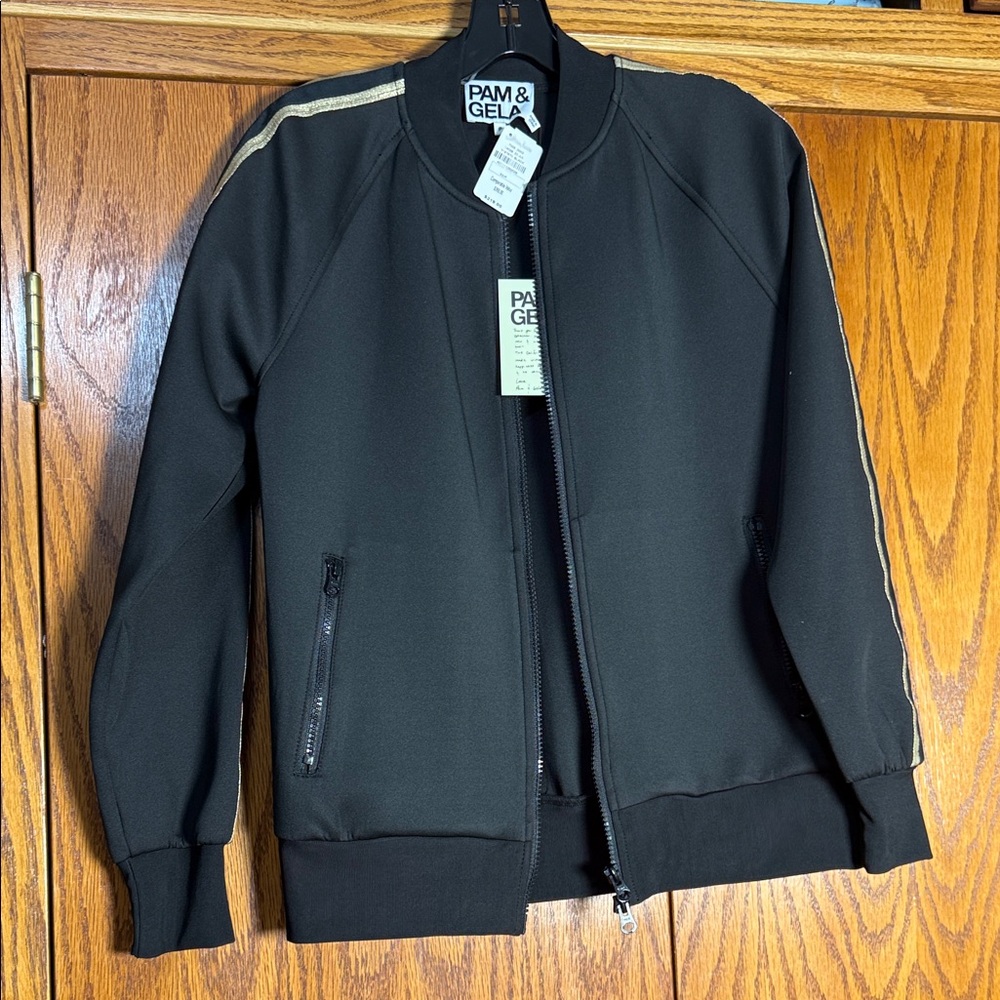Pam & Gela Black Jacket with Gold Stripes